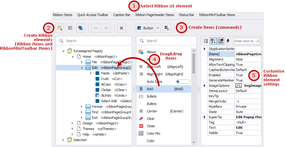 Ribbon Toolbars Page