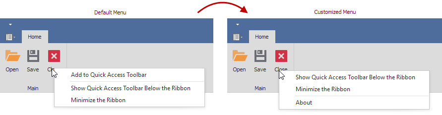 RibbonControl - Customized Context Menu