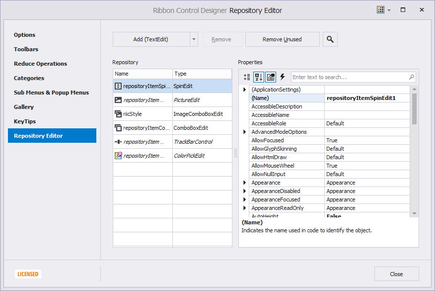 RibbonDesigner_RepositoryEditor