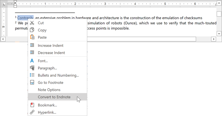 convert footnote to endnote quizlet