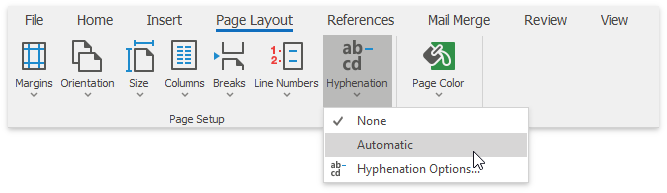 automatic hyphenation word