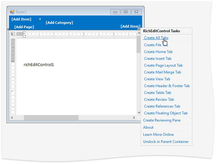 How to: Create the RichEditControl with a Bar UI | WinForms Controls ...