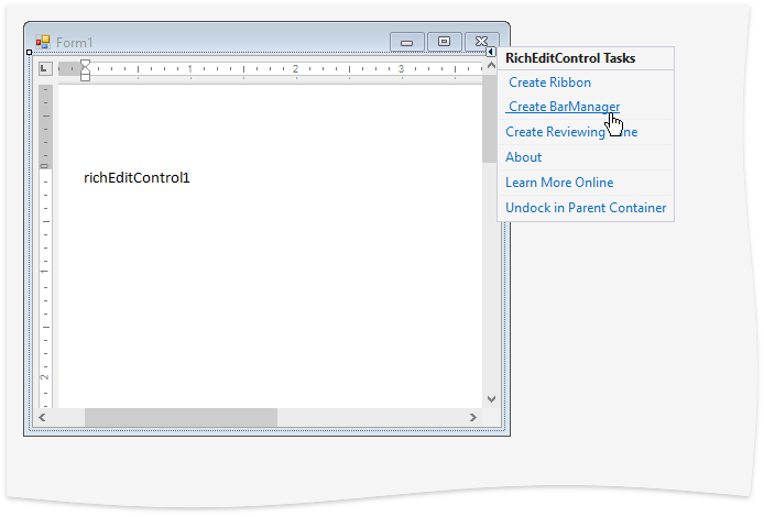 How to: Create the RichEditControl with a Bar UI | WinForms Controls ...