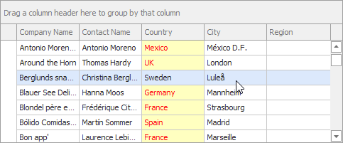 Row hot-tracking override column's appearance settings