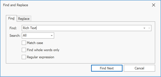 RTEFindAndReplaceFindDialog
