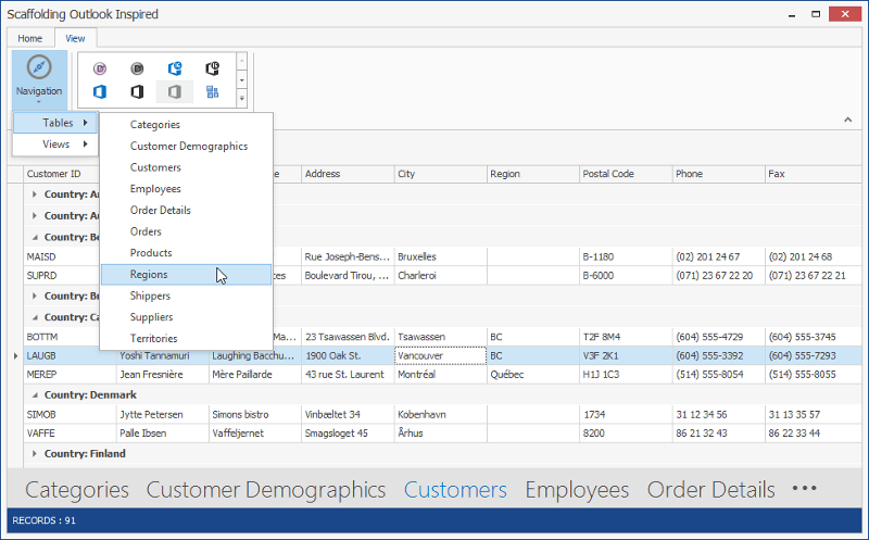 **1. Main and Collection Views**<br/>Collection Views display data records in a tabular format using the Data Grid component