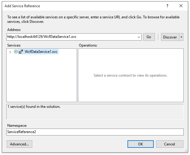Scaffolding - WCF - Add Service Reference Dialog