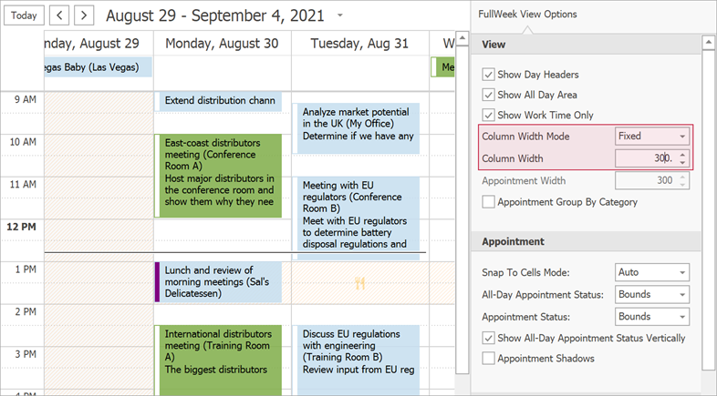 Custom Column Width