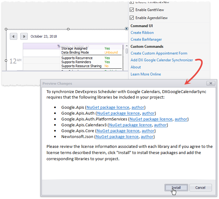 Scheduler - Google Sync - Add component