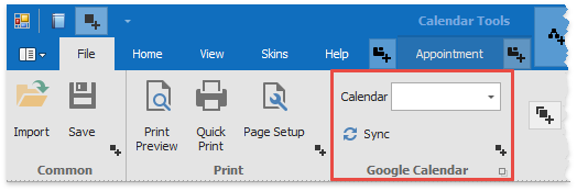 Scheduler - Google Sync - Add Ribbon Items