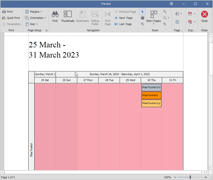 ReportTimelineView - VisibleIntervalCount, WinForms Scheduler