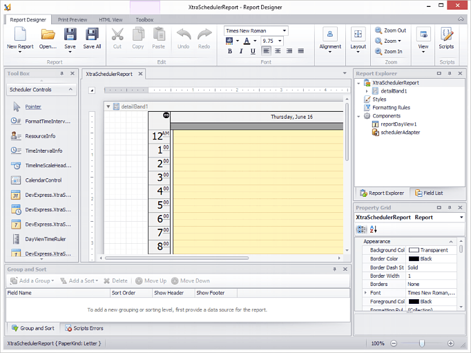 SchedulerReportInCode