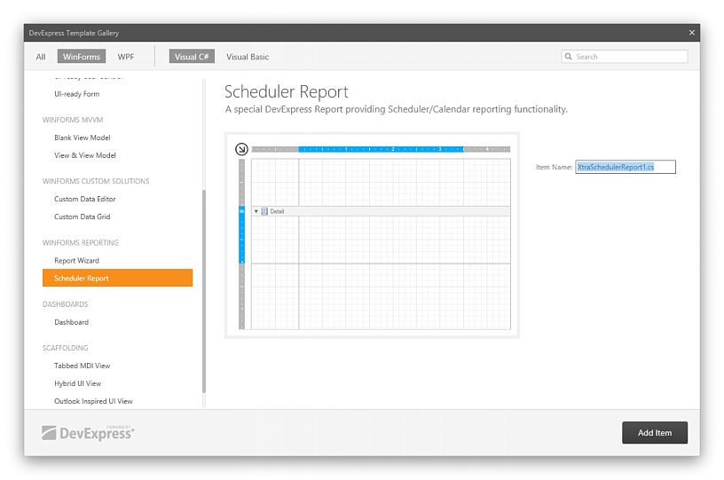 Reporting - Select Scheduler Report template