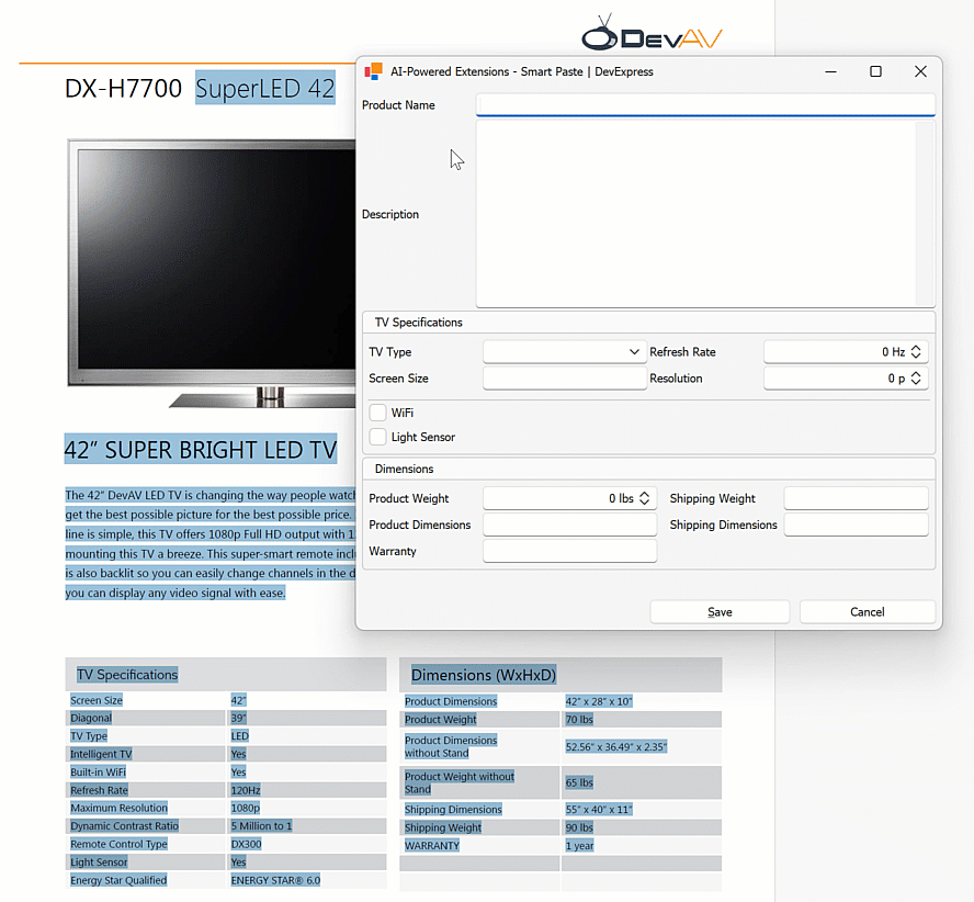 AI-powered Smart Paste Extension for WinForms | DevExpress