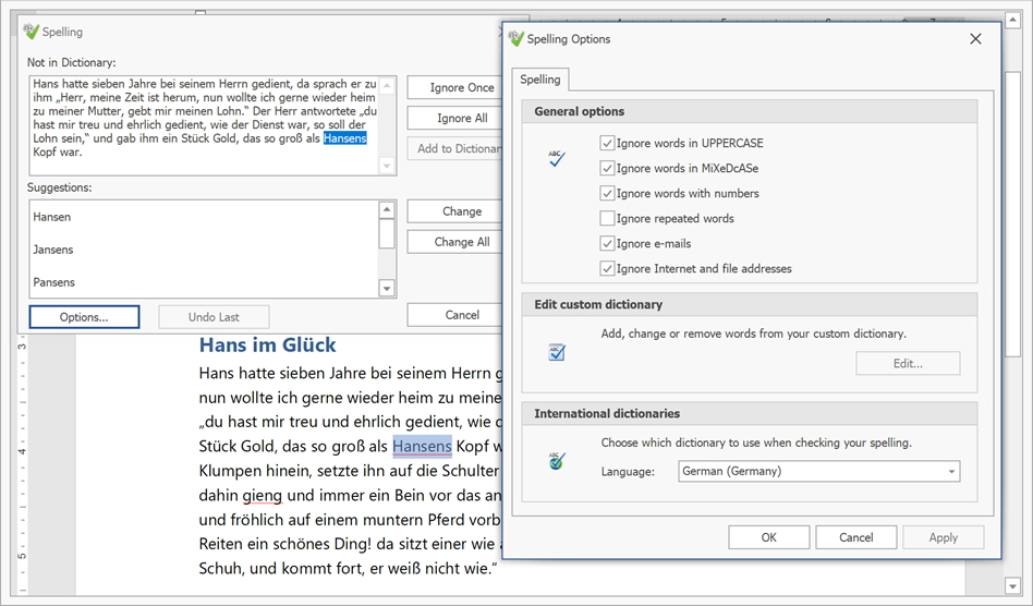 Spell Checker Visual Elements