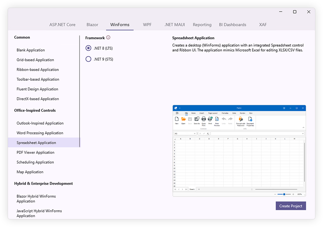 Create a Spreadsheet Project - DevExpress Template Kit