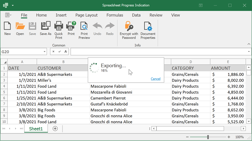 Spreadsheet - Custom Progress Indicator