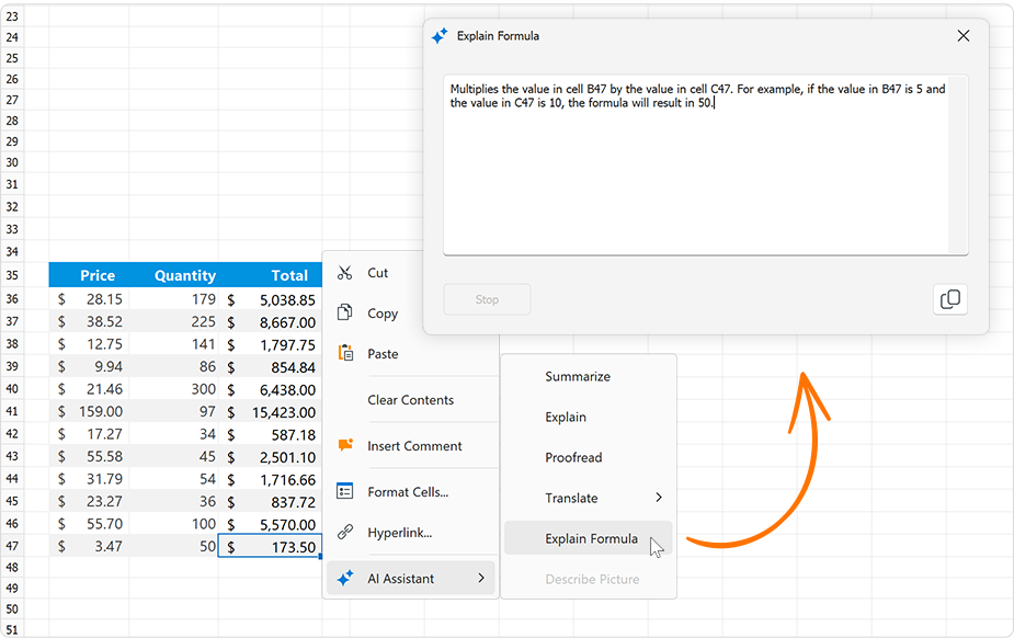 Explain Formula - WinForms Spreadsheet, DevExpress