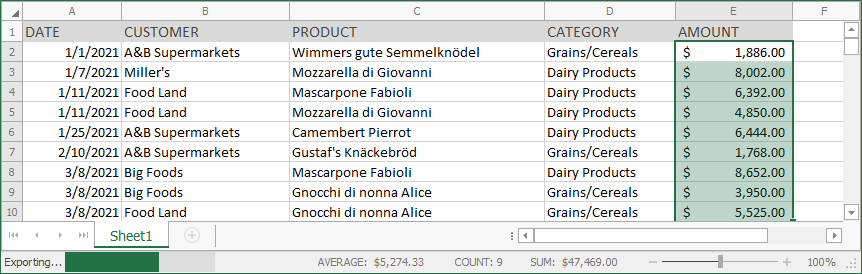 Spreadsheet - Visual Elements