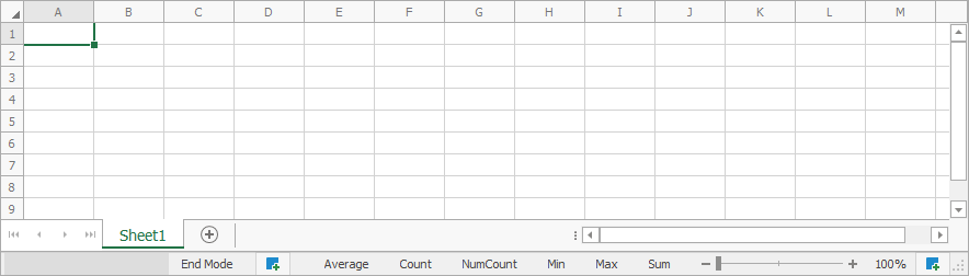 spreadsheet with status bar