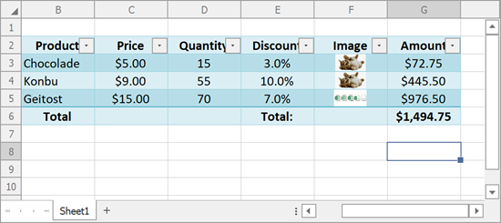 Spreadsheet - Import a data table