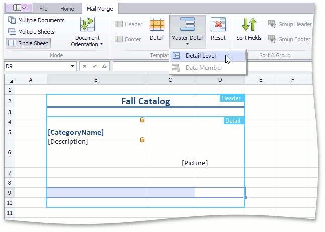 SpreadsheetControl_MailMerge_AddDetailLevel