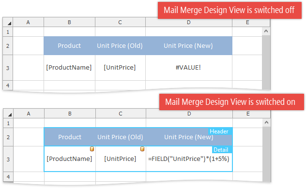 SpreadsheetControl_MailMergeDesignView