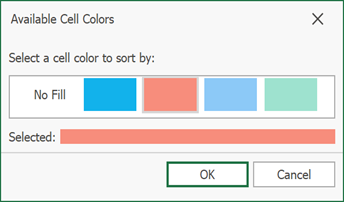 spreadsheet sort by color available colors dialog