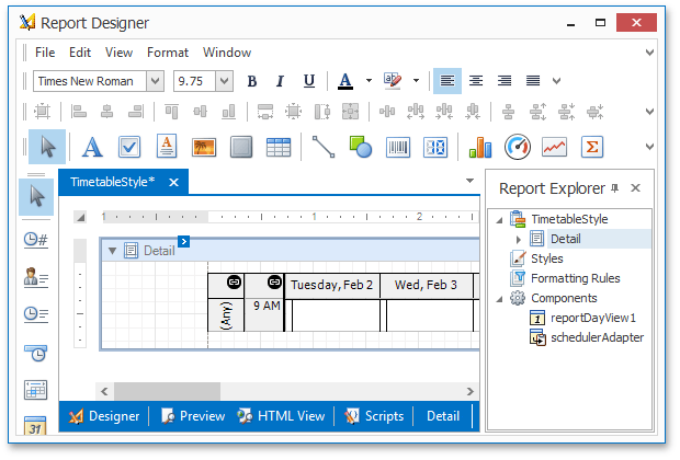 Scheduler Report Designer