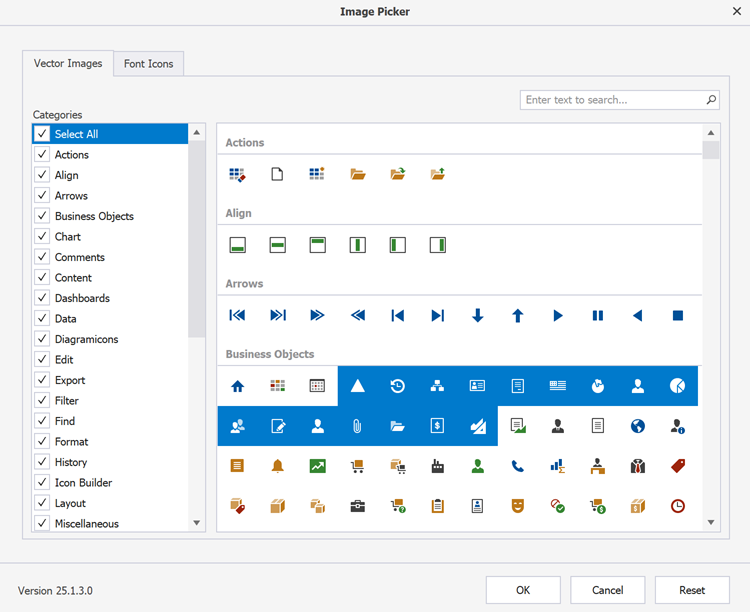 Select Images from the DevExpress Image Gallery