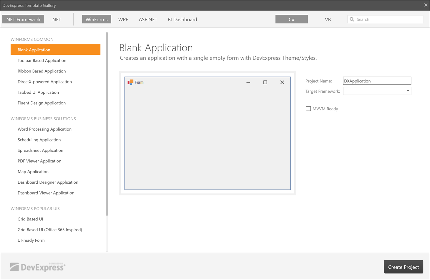 DevExpress Template Gallery - Configure Template