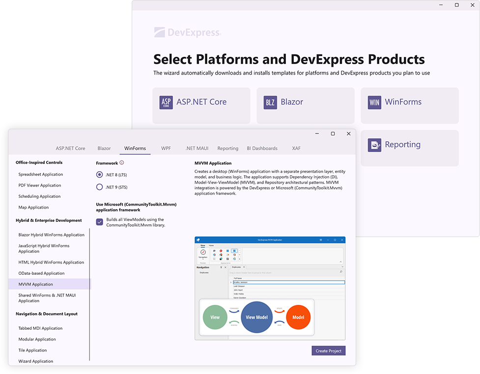 DevExpress Template Kit - Create MVVM Application