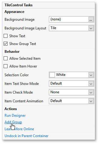 TileControl - Add Tile Group