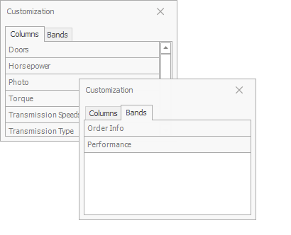 TreeList - Default Customization Form