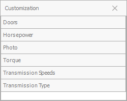 TreeList - Default Customization Form