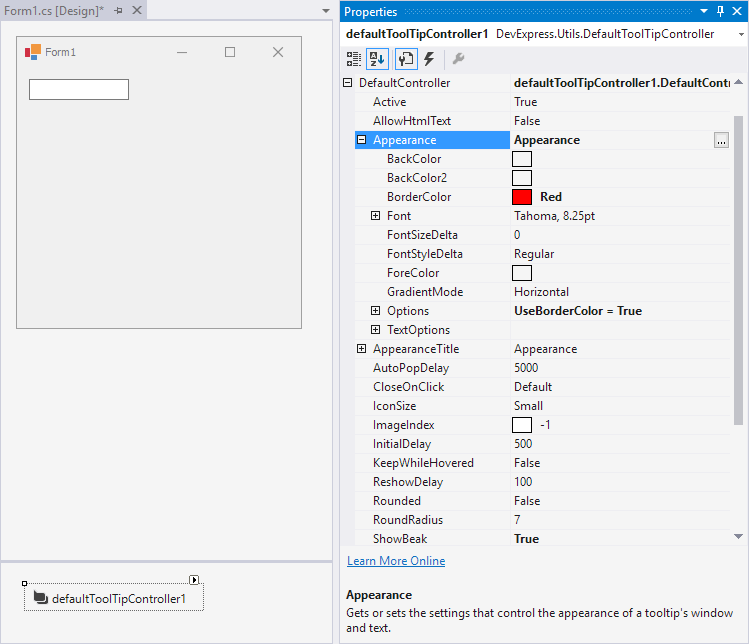 visual studio winforms popup message from code behind