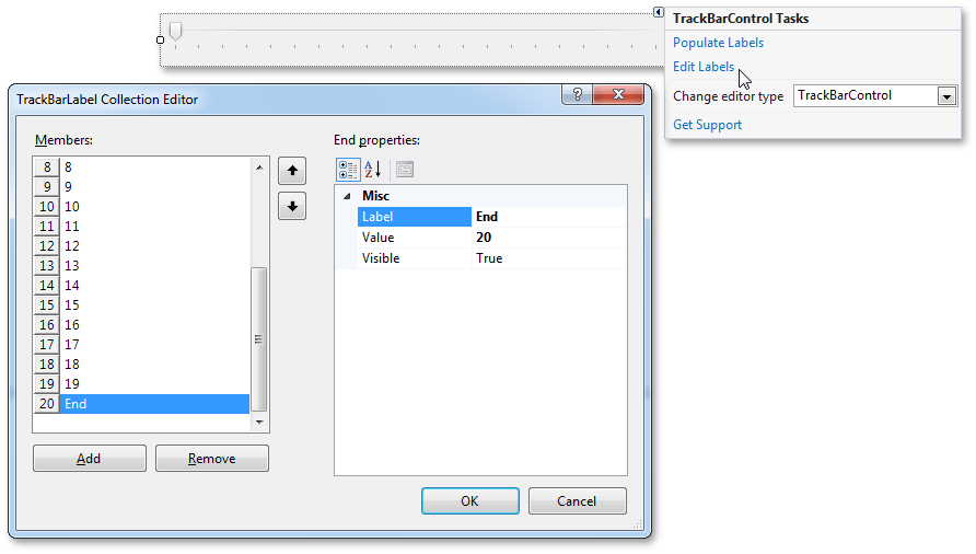 TrackBarControl Labels Designer