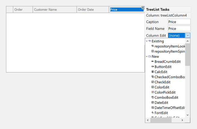 WinForms TreeList - Column Edit Smart Tag