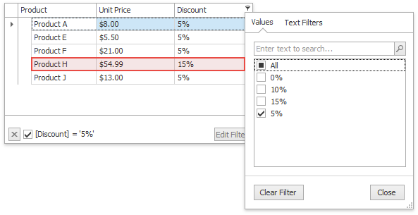 TreeList - Custom Filter