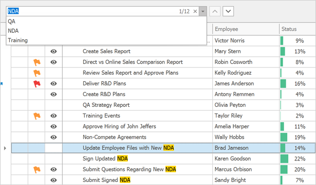 MRU List in Find Panel - WinForms TreeList