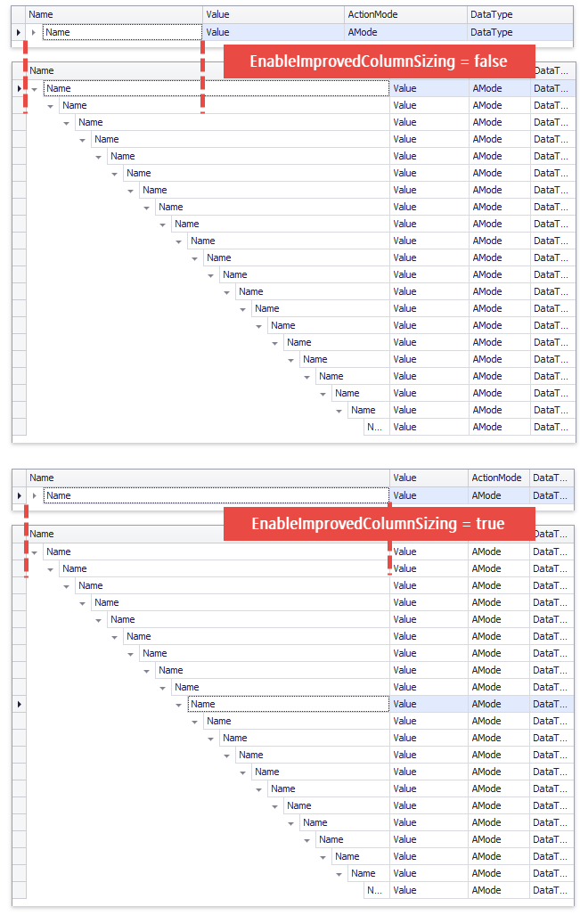 TreeList - Improved Column Sizing Example