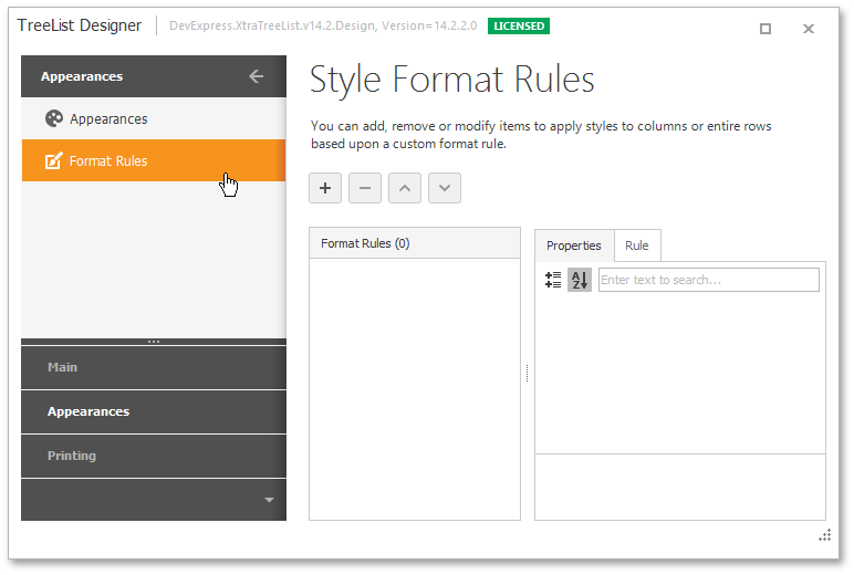 TreeListDesignerFormatRulesPageEmpty