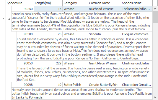 Tree List Preview Sections