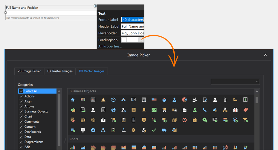 Display Leading Icon - EditBox Template for WinForms, DevExpress