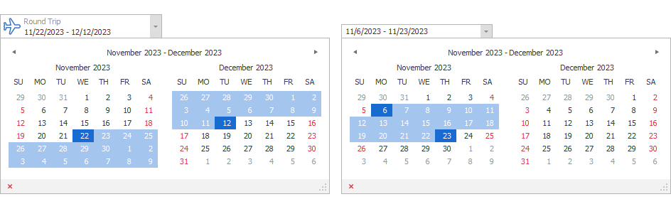 Date Range Picker - WinForms UI Template, DevExpress