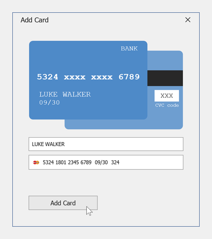 Add Credit Card Form - WinForms UI Templates