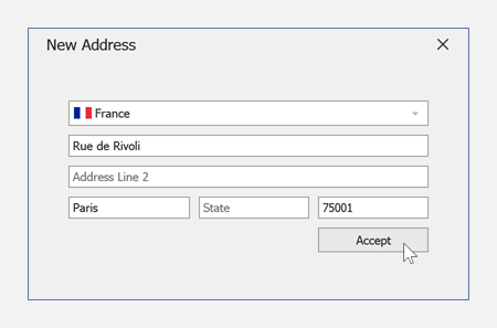 Address Form - WinForms UI Templates