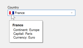 Country Chooser Hint - WinForms UI Templates, DevExpress