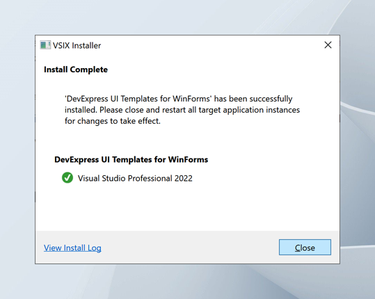 Install WinForms UI Templates, DevExpress