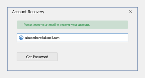 Password Recovery Form - WinForms UI Templates